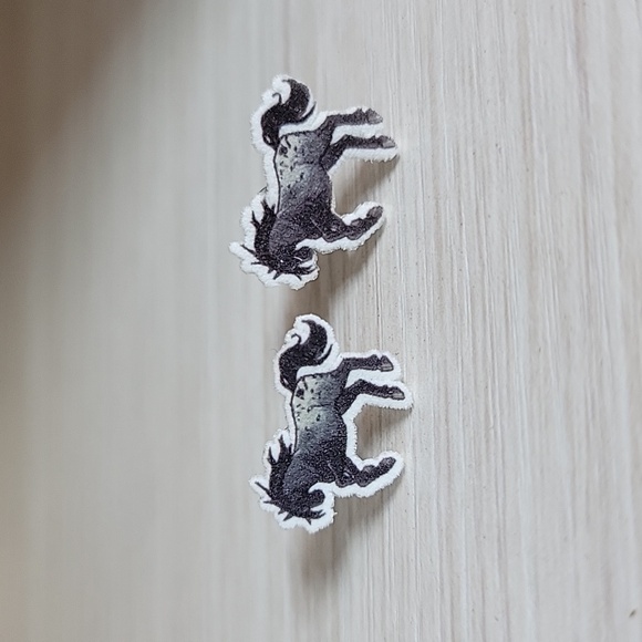 DAPPLE GREY HORSE STUD EARRINGS - Picture 1 of 6